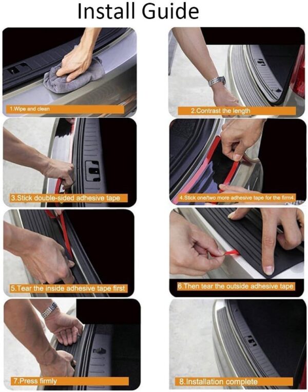 Youngine Universal Carbon Fibre Rubber Rear Guard Bumper Protector Anti-Scratch Trim Cover for Car Pickup SUV Truck,104cm/41 inches - Image 5