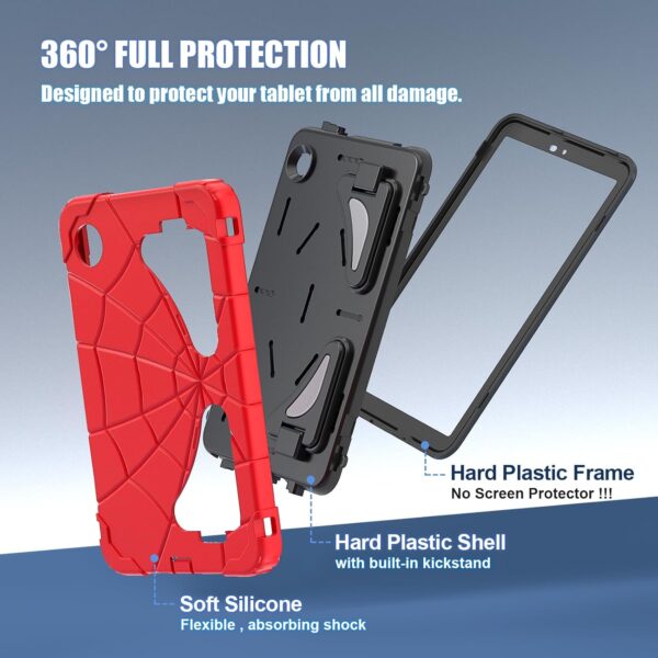 ATOOZ for Samsung Galaxy Tab A9 Kids Case 8.7 Inch,360° Heavy Duty Shockproof Sturdy Protective Cartoon Cover with Hard Front Frame & Stand Galaxy A9 8.7 Tablet Case (SM-X110/SM-X115/SM-X117) Red - Image 6