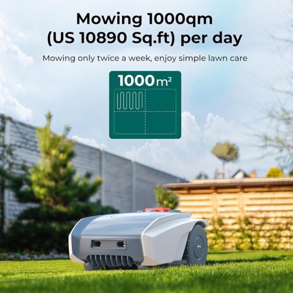 aromaoveite Robot Lawn Mower 1/4 Acre With Boundary Wire, 18v 4.4ah Gps Automatic Cordless Mower -Parallel Paths Mowing, 25% Slope+Bluetooth Wifi Control+Battery&Charger Included,Grey - Image 5