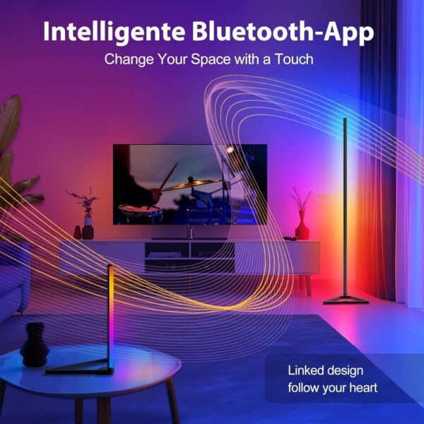 LED Floor Lamp, Smart RGBIC Corner Lamp - 141cm, 16 Million Colors, Music Sync, 300 Scene Modes, App & Remote Control, Dimmable Standing Light with Timer for Living Room, Bedroom, Gaming Room - Image 4