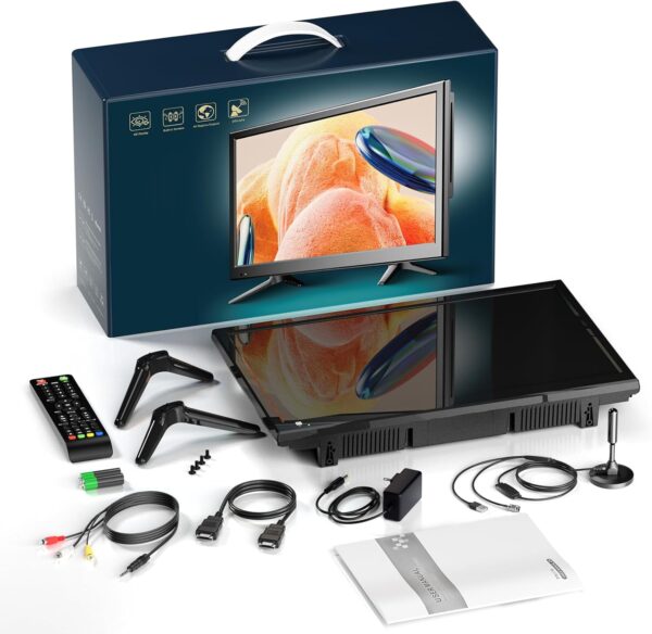 Desobry 19 inch small TV Built-in DVD player, 1080P mini TV with freeview, supports HDMI USB AV input, 12v tvs for motorhomes/campervan/caravan/camping - Image 8