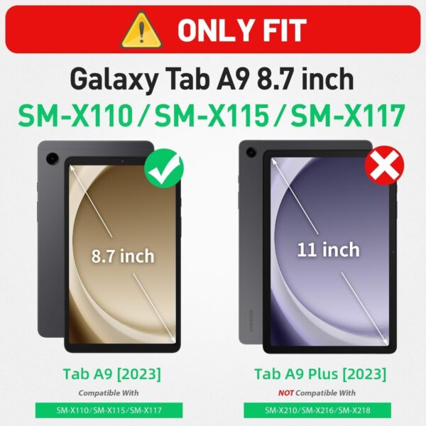 SEYMCY for Samsung Galaxy Tab A9 Case 8.7 inch 2023, Full Body Shockproof Cover with Screen Protector, Rotating Stand & Hand Strap, Carrying Strap for Samsung A9 Tablet, Yellow - Image 9