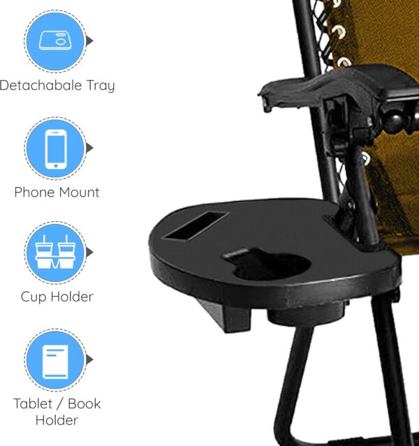 Sedol Zero Gravity Chairs Set of 2 - Heavy Duty Textoline Outdoor Gravity Chair - Reclining & Folding Garden Chairs with Cup Holder and Headrest - Sun Loungers for Garden, Decking, and Patio (Brown) - Image 9