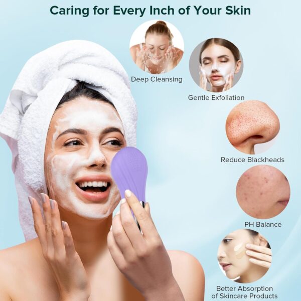 Facial Cleansing Brush Face Scrubber, Waterproof and Rechargeable Electric Face Scrubber for Men & Women, Power Exfoliating, Massaging, and Cleansing - Image 3