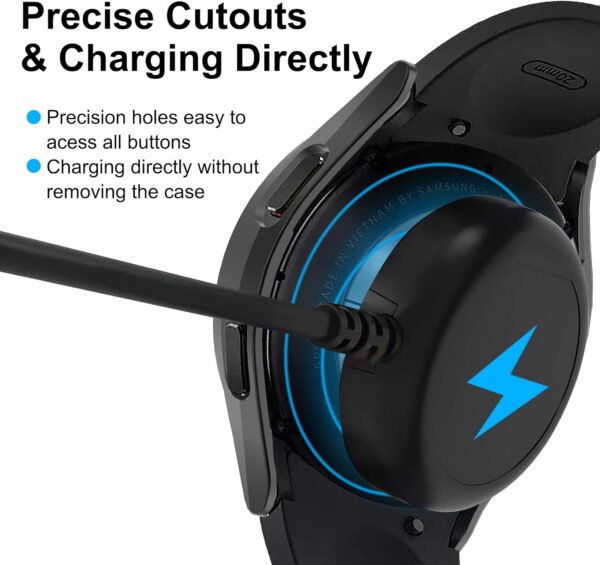 Jvchengxi [2 Pack Case for Samsung Galaxy Watch 4 / FE 40mm Screen Protector, Hard PC Matt Case+HD Tempered Glass Anti-Scratch Protective Film Bumper Cover for Galaxy Watch FE / 4 (Black/Black) - Image 6