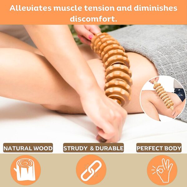 5-in-1 Wood Therapy Massage Tools for Body Contouring and Shaping - Pain Relief Wooden Body Sculpting Tools - Wooden Therapy Massage Tools for Muscles- Anti Cellulite Massage for Enhancing Circulation - Image 4