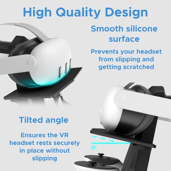 Digicharge VR Headset Stand for Meta Quest 3S / Quest 3 Oculus Quest 2 VR Mount Display Storage for Headset and Touch Controllers - Image 6