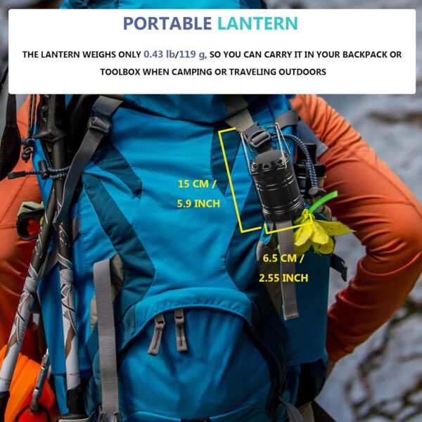 Jsdoin Camping Lights, 2 x Camping Lantern Battery Operated Portable LED Camping Lamp with Foldable Hook, Tent Lights Waterproof Outdoor Hanging Lamp for Emergency, Hiking, Camping, Black - Image 8