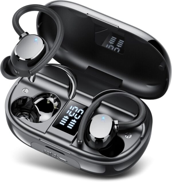 Wireless Headphones, Bluetooth 5.3 Headphones Sport with 4 ENC Noise Cancelling Mic, 128H Earphones with Earhooks HiFi Stereo Deep Bass, IP7 Waterproof, Wireless Earbuds for Sport/Gym/Running - Image 2
