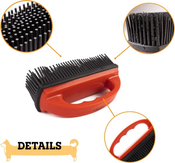 vitazoo Pet Hair Remover Brush - Remove Cat and Dog Hair from Clothes Carpet Furniture Car - Rubber Cleaning Brush for Hairs on Carpets Stairs Sofa Vehicle Interior - Red - Image 4