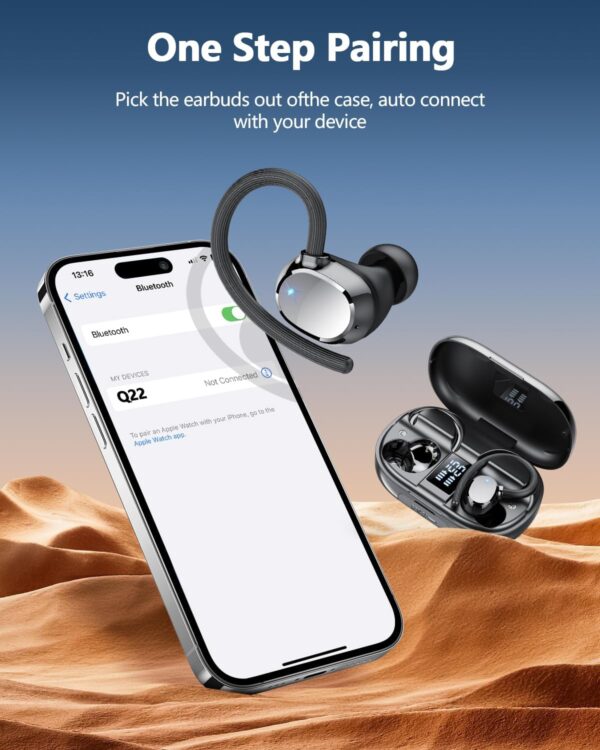 Wireless Headphones, Bluetooth 5.3 Headphones Sport with 4 ENC Noise Cancelling Mic, 128H Earphones with Earhooks HiFi Stereo Deep Bass, IP7 Waterproof, Wireless Earbuds for Sport/Gym/Running - Image 7