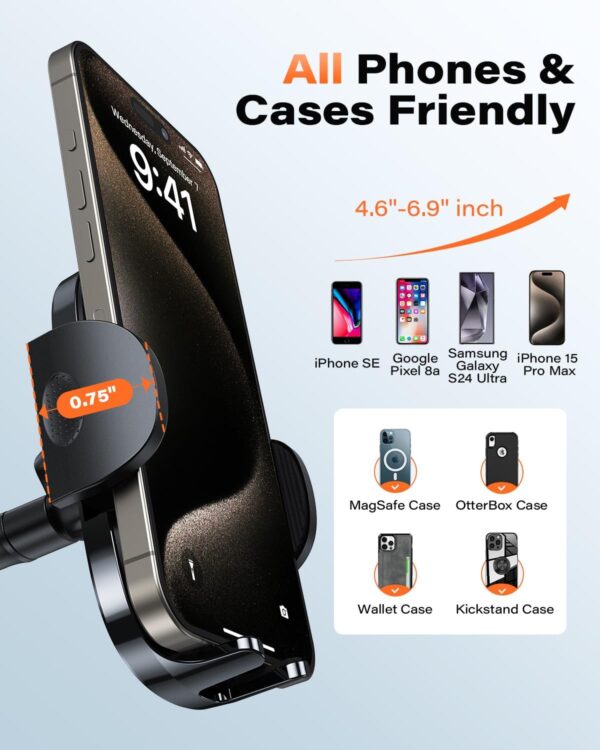APPS2Car Car Phone Holder - Windshield Mount, Strong Suction, Compatible for 4.7-6.8" iPhone 14/13/12 Pro Max, Samsung S22+ - Image 7