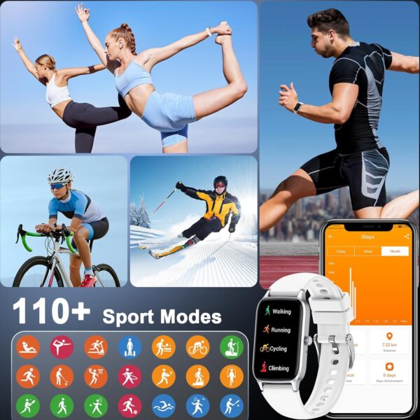 Smart Watch for Men Women, 1.57" Touch Smartwatch Answer/Make Calls, Fitness Watch with Heart Rate Sleep Monitor Step Counter, 110+ Sports Modes Activity Tracker, IP68 Waterproof Watch for Android iOS - Image 6