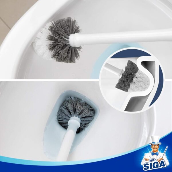 MR.SIGA Toilet Bowl Brush and Holder, Premium Quality, with Solid Handle and Durable Bristles for Bathroom Cleaning, White, 1 Pack - Image 6