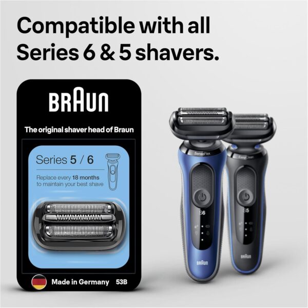 Braun Series 5 Electric Shaver ORIGINAL Replacement Head, Easily Attach Your New Shaver Head, Compatible With All New Generation Series 5/6 Electric Shavers, 53B, Black - Image 3