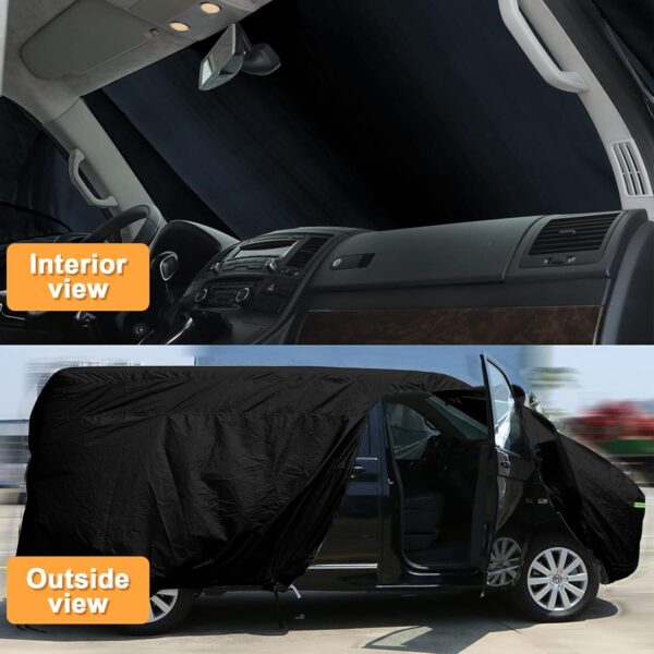Waterproof Car Cover Compatible with VW T5 T6 LWB, 300D Car Cover All Weather Automobiles Full Exterior Covers Automotive Exterior Accessories for VW Transporter Multivan Caravelle (for T5 T6 LWB) - Image 5