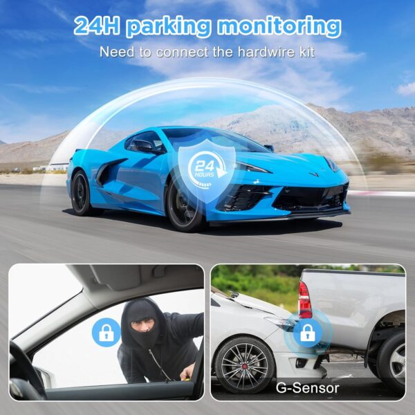 DYNACAM Dash Cam Front and Rear 4K+1080P, WiFi Dash Cam Free 64GB Card, G-Sensor, Car Camera 24H Parking Mode, Super Night Vision Dashcam, B-T26 Car on-dash Support 256GB Max - Image 7