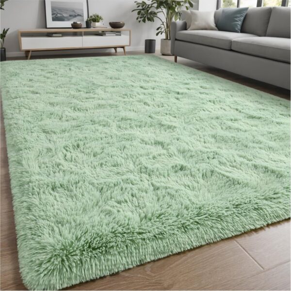 Nuttumico Fluffy Fuzzy Sage-Green Rugs for Bedroom, 8x10 Feet Soft Non Slip Plush Area Rug for Living Room, Kids Room, Indoor Modern Shaggy Rug for Nursery, Dorm, Home Decor - Image 7