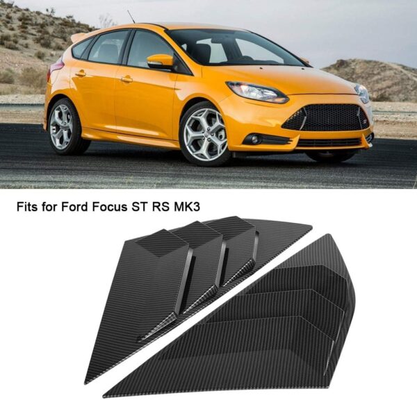 Rear Side Window Louvers,Carbon Fiber Style Rear Window Louver Shutter Vent Fits for Ford Focus ST RS MK3 - Image 3