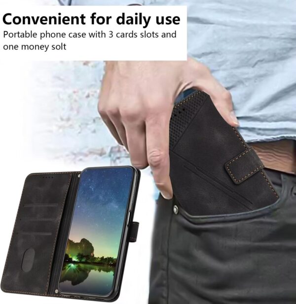 GoodcAcy Compatible with Sony Xperia 1 VI Phone Case Wallet with Strap for Women,Crossbody Lanyard and Wristlet Strap,Card Holder Leather Stand,Shockproof Protective Flip Cover,Black - Image 4