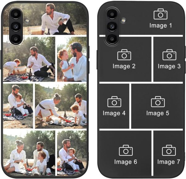 Yoedge Personalised Phone Case for Samsung Galaxy A25 5G 6.5 inch, Custom Photo Design Flexible Soft Silicone Customized Rubber Shockproof Cover, Personalize with 7 Image Collage for Girls, Black - Image 2
