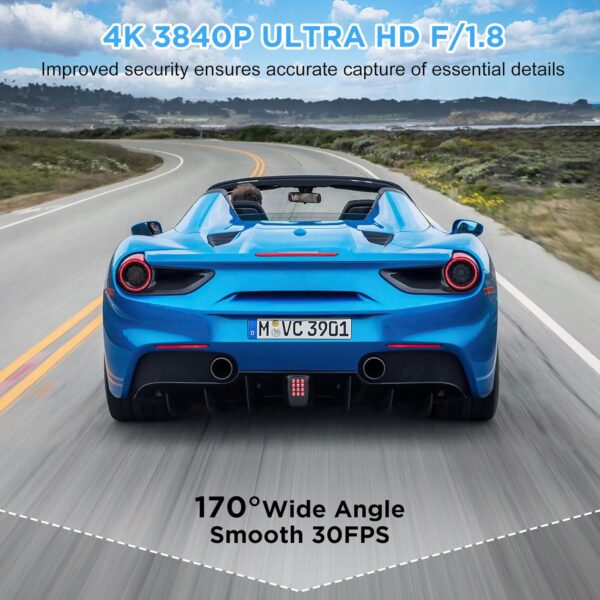 DYNACAM Dash Cam Front and Rear 4K+1080P, WiFi Dash Cam Free 64GB Card, G-Sensor, Car Camera 24H Parking Mode, Super Night Vision Dashcam, B-T26 Car on-dash Support 256GB Max - Image 4