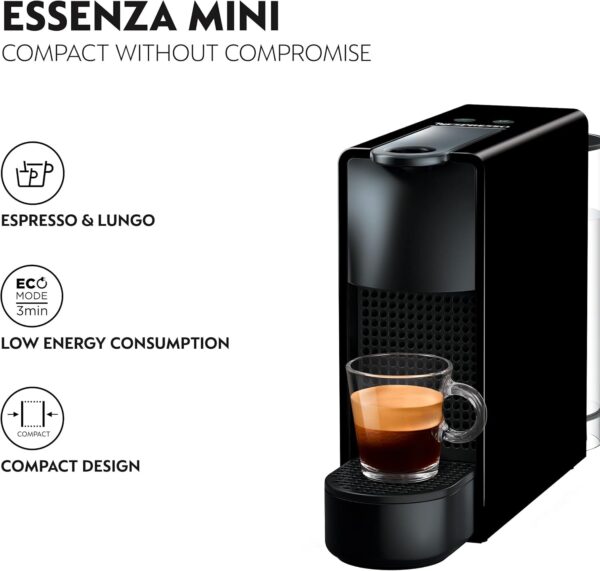 Nespresso Essenza XN110840 Mini Coffee Machine by Krups, Piano Black - Image 3