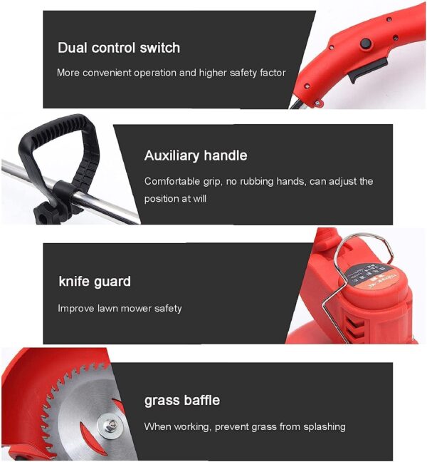 ELzEy Cordless Lawn Mower, Light Weeder 24V Battery Adjustable Machine Head Adjustable Length Rechargeable Lawn Mower Portable Garden Lawn Trimmer - Image 6