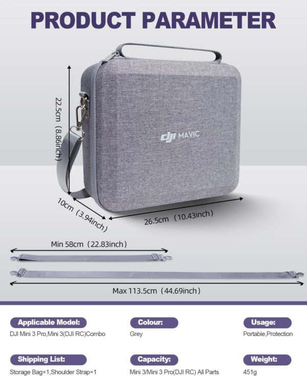 LINGHUANG Mini 3 Pro Drone Hard Carrying Case, Original Storage Case with Propeller Holder Strap Kit for DJI Mini 3 Pro, Mini3 Drone and 2 Batteries - Image 8