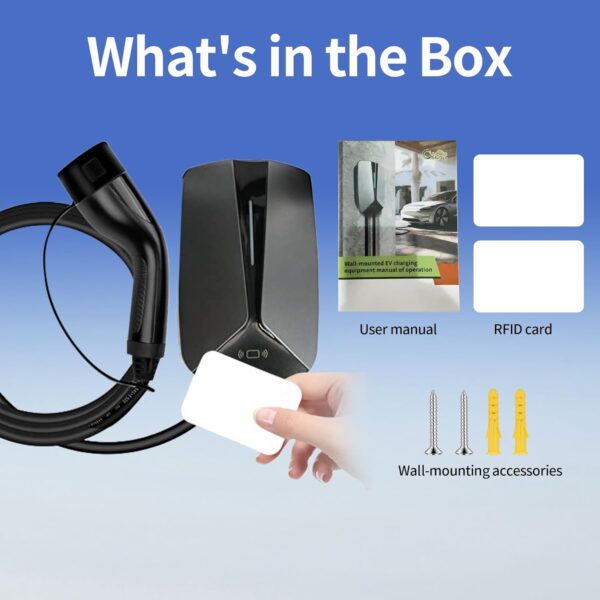 Convitex Wall-box EV Charger 7 KW 32A, Type 2 Electric Car Charger, EV Charging Station with 5m Cable, Electric Vehicle Charger with 2 RFID Cards 220V AC IP65 | IEC 62196-2 | CE - Image 8