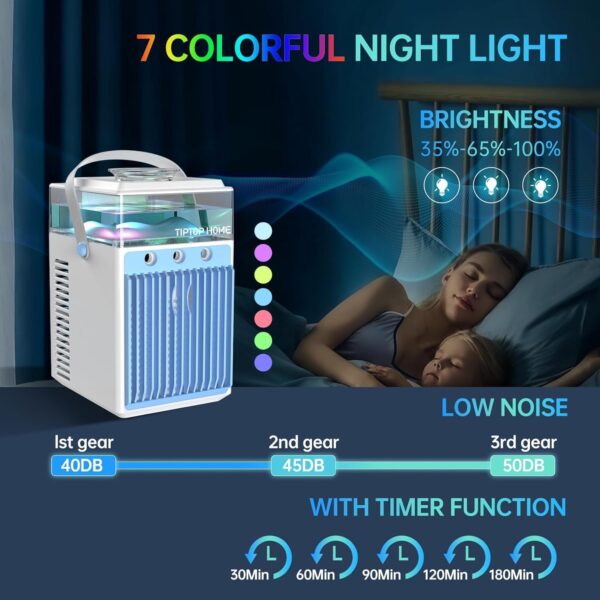 Portable Air Conditioners, 4 in 1 Mini Air Conditioner Evaporative Personal Cooler Humidifierl, 800ML Mini AC Desktop Cooling Fan for Office Tent Bedroom - Image 6