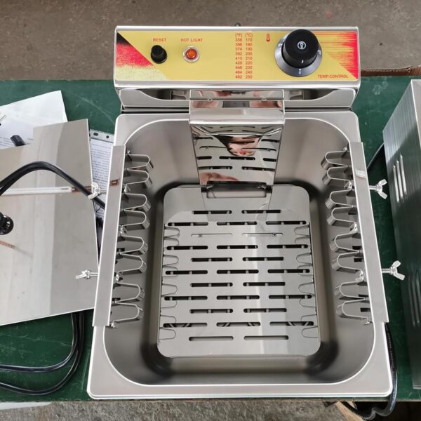Commercial Deep Fryer, 1900W 12L Automatic Cheese Hot dog Sausage Grill Stove Sticks Fryer, 8pcs Sausage Frying Equipment Adjustable Temperature, Large Capacity Electric Deep Hot Corn Dog Fryer - Image 7