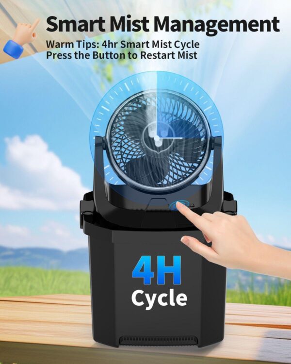 EasyAcc Portable Air Conditioner, Misting Patio Cooler fan with 20000mAh Battery 116Hrs,7000ML Water Tank,90°Oscillating,3 Spray Mister,Remote Control,Stepless Speed Camping fan for Patios Car Outdoor - Image 7