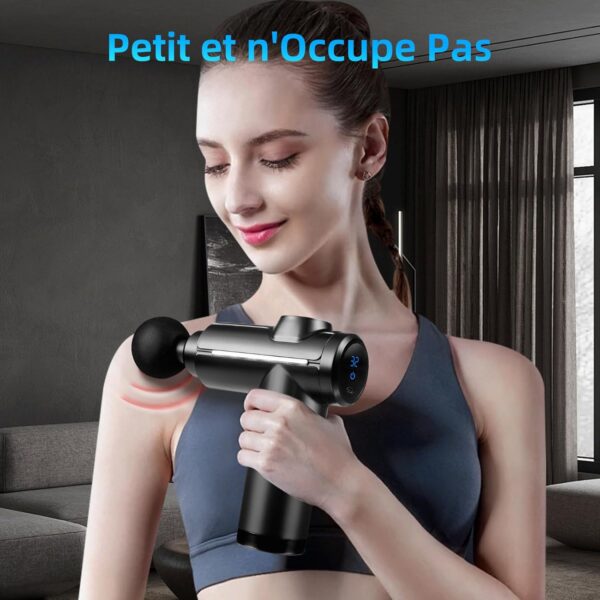 Massage Gun Deep Tissue, Mini Muscle Percussion Massager 32 Gear Adjustment Massagers with LCD Touch Screen 8 Heads for Shoulder Body Back, Black - Image 7