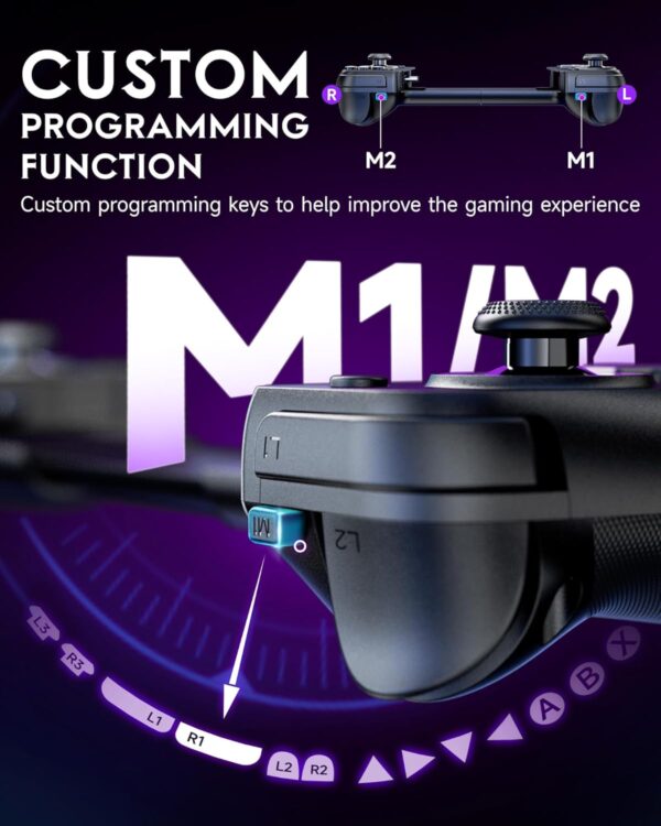 EasySMX M10 Type-C Mobile Gaming Controller for Android & iPhone 15 Series (USB-C), iphone 15 Gaming Controller with Hall Effect Joysticks/Hall Trigger, Passthrough Charging Low Latency,Plug & Play - Image 6