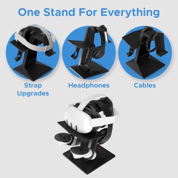 Digicharge VR Headset Stand for Meta Quest 3S / Quest 3 Oculus Quest 2 VR Mount Display Storage for Headset and Touch Controllers - Image 7