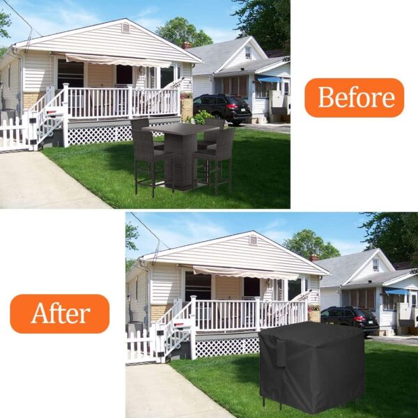 5 Piece Bar Height Patio Dining Set Covers Waterproof 66 Inch Square Patio Bar Height Table & Chair Sets Cover, Black - Image 7
