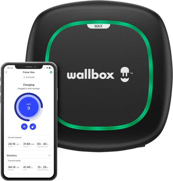 Wallbox Pulsar Max Electric Vehicle Charger (7.4kW, Type 2, Wi-Fi, Bluetooth, OCPP, Indoor/Outdoor, Earthing Protection, 5 Meter Cable, Easy-to-Install Design) White - Image 4