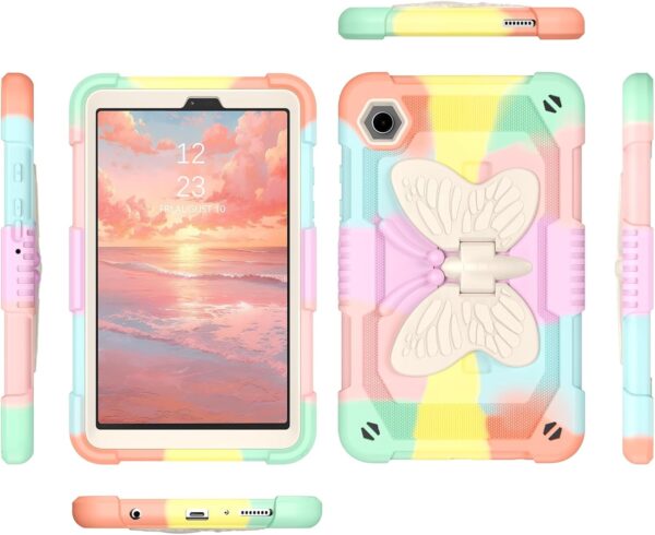 GaoBao for Samsung Galaxy Tab A9 Case 8.7 Inch 2023,with Butterfly Wings Kickstand Cute Women Girls Kids Hard PC Soft Silicone Heavy Duty Shockproof Cover for Galaxy Tab A9 8.7" SM-X110/X115,Rose Gold - Image 8