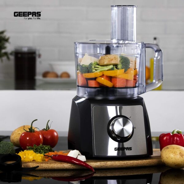 Geepas 1200W Compact Food Processor | Multifunctional Electric Food Mixer with Chopper Knead Dough Shredder Slicing Grating & Emulsifying disc, 2 Speed with Pulse Control | 1.5L, 2 Years Warranty - Image 8