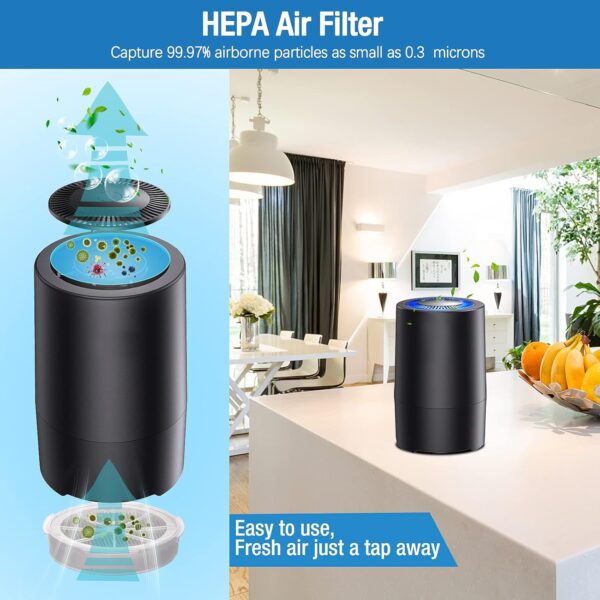 MELEDEN Air Purifier for Home with Filters, 2022 Upgraded Design Low Noise Air Purifiers，Desktop Air Cleaner - Image 6
