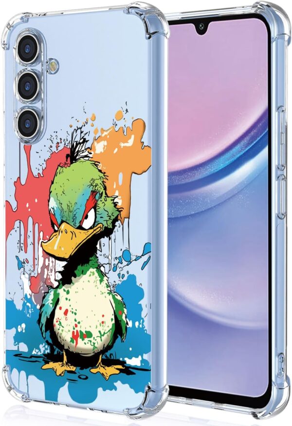 XINYEXIN Transparent Case for Samsung Galaxy A15 5G, Slim Shockproof TPU Bumper Clear Phone Case Cute Pattern, Colorful Cool Art Graffiti Series - Duck - Image 2