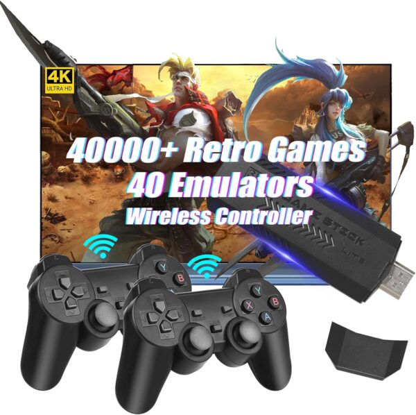 Wireless Retro Game Console, 64G Game Stick Built in 30,000 Games, 40+ Emulators, Dual Wireless Controllers, Plug & Play Video Game Consoles, 4K HDMI Nostalgia Stick Game for TV - Image 2