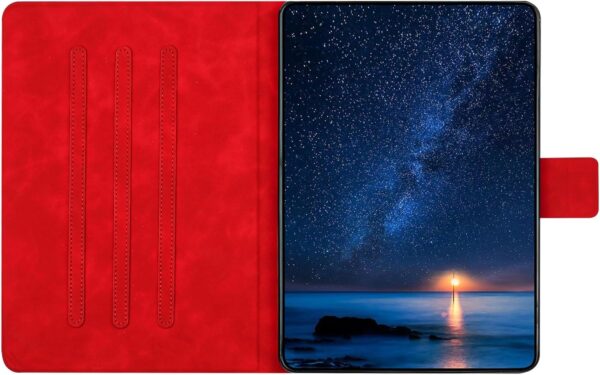 DayQiQiPu Case for Samsung Galaxy Tab A9 SM-X110/X115 8.7 Inch Embossed PU Leather Cats Under The Street Light Pattern Ultra Thin Flip Cover,Red - Image 3