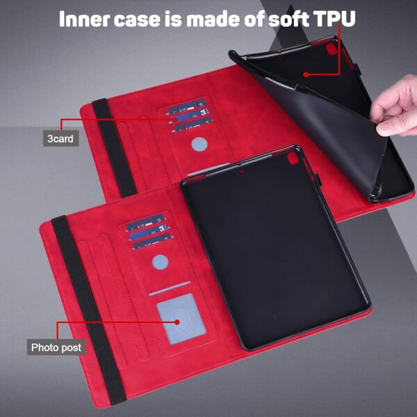 GLANDOTU for Samsung Galaxy Tab A9 8.7 inch Case 2023 (SM-X110/X115/X117), PU Leather Embossed lightweight Folio Flip Tablet Cover with Dual Standing Positions Case -Red - Image 5