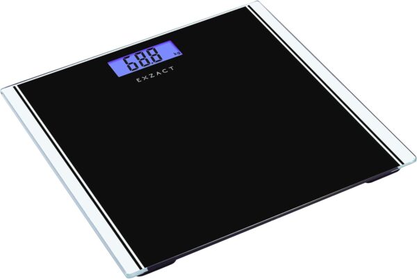 EXZACT Bathroom Scale Digital, Electronic Body Scale - Max.150kg - Switch between kgs/stones/lbs - High Precision, Backlight LCD Display (Black) - Image 3