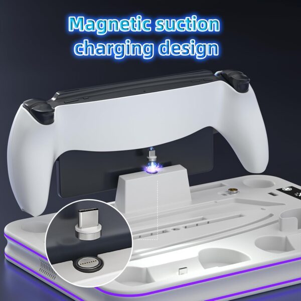 PS5 Slim Cooling Station with RGB LED Controller Charger, PS5 Accessories - White - Image 8