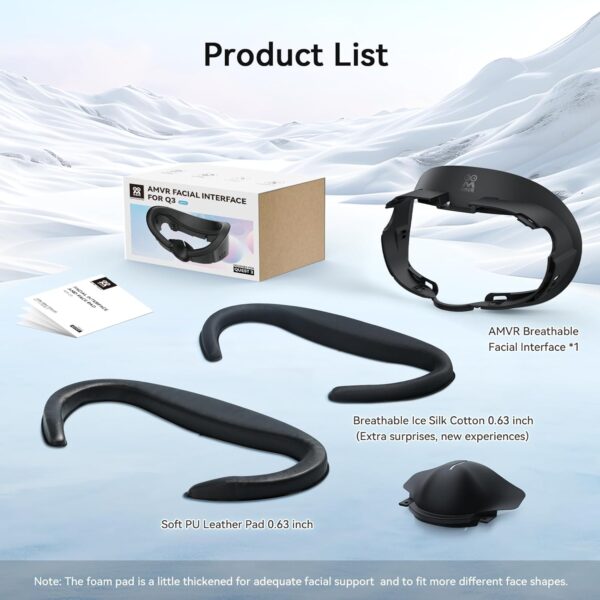 AMVR Face Cover Pad Facial Interface Compatible with Meta/Oculus Quest 3 Accessories, with Soft PU Face Cushion Pad Replacement for Quest 3 and Breathable Ice Silk Cotton - Image 3