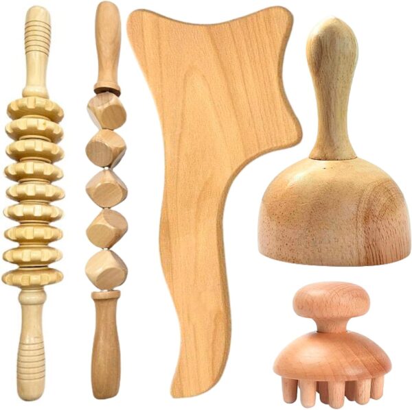 5-in-1 Wood Therapy Massage Tools for Body Contouring and Shaping - Pain Relief Wooden Body Sculpting Tools - Wooden Therapy Massage Tools for Muscles- Anti Cellulite Massage for Enhancing Circulation - Image 2