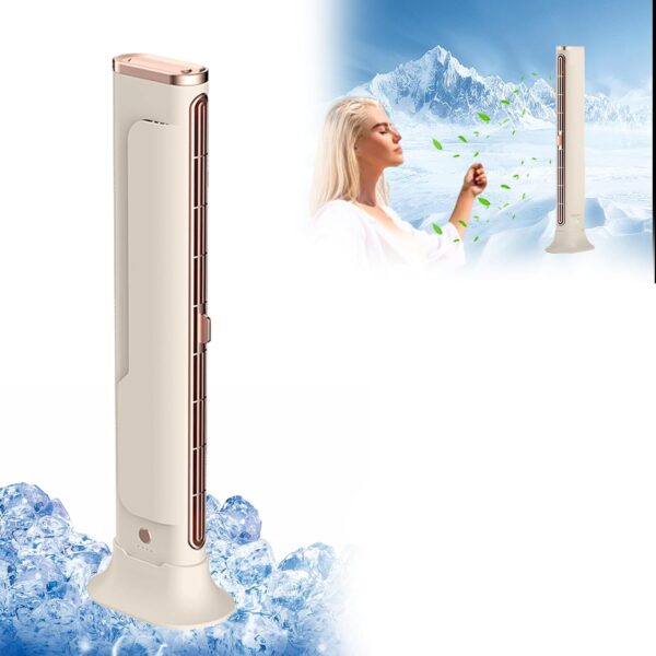 UoQo Portable Air Conditioner Tower fan Bladeless Outfany Cooling Ace Desktop Hanging Screen Portable AC with Quiet Rechargeable 3 Wind Speeds Portable Air Cooler with 360° Oscillating - Image 2